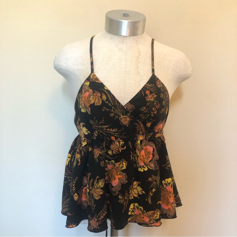 Floral Black Sleeveless Top